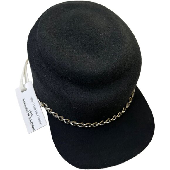 Woma Hatmakers Women’s Black Wool Chain Cap Hat Small Handcrafted NWT main image 6